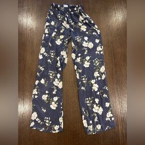 O'Neill Navy Floral Smocked Waist Wide Pants